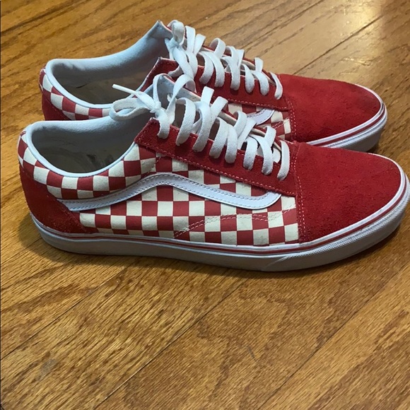 vans old skool checkerboard red